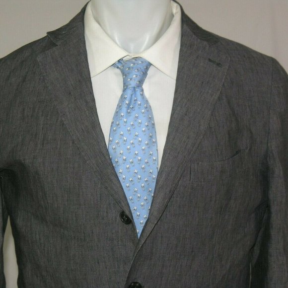ARI Linen Cotton Blend Gray Woven Three Burton Blazer 42R - Picture 4 of 9